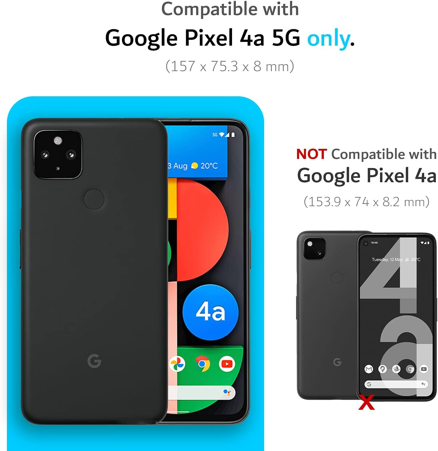 TUDIA Dualshield Designed for Pixel 4A 5G Case (2020), [Merge] Shockproof Dual Layer Military Grade Drop Protection Slim Protective Case Cover - Matte Black  TUDIA   