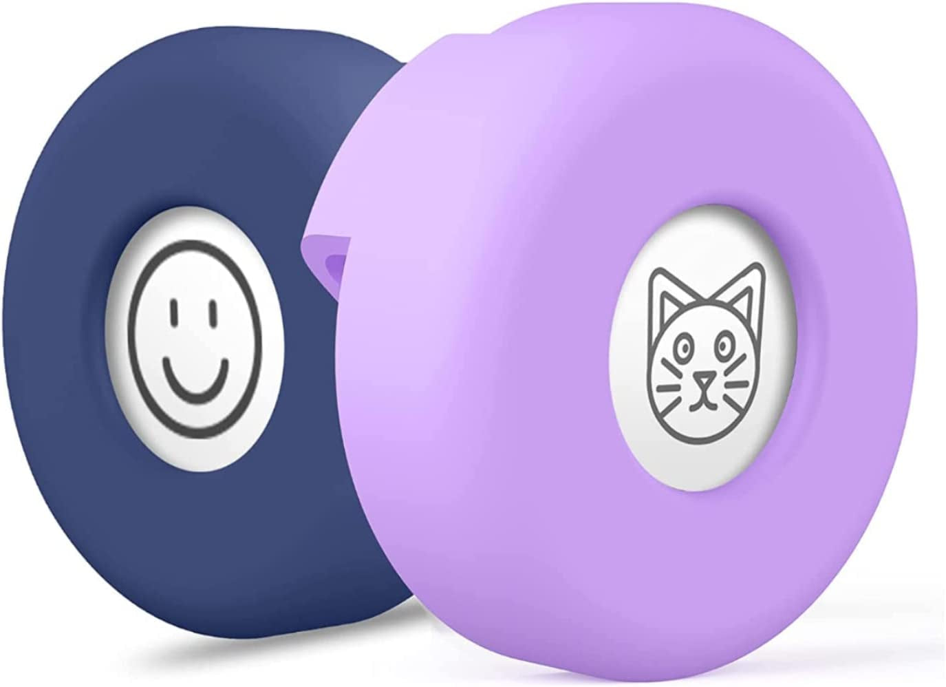 Airtag Dog Collar Holder (2-Pack) Easy to Clean Silicone, Anti-Lost GPS Air Tag Case, Compatible with Dog Cat Collars as Well as Backpacks and Purses, Shock Proof, Silicone Protective Cas (Black/Blue)  ADC Products Blue/Purple  