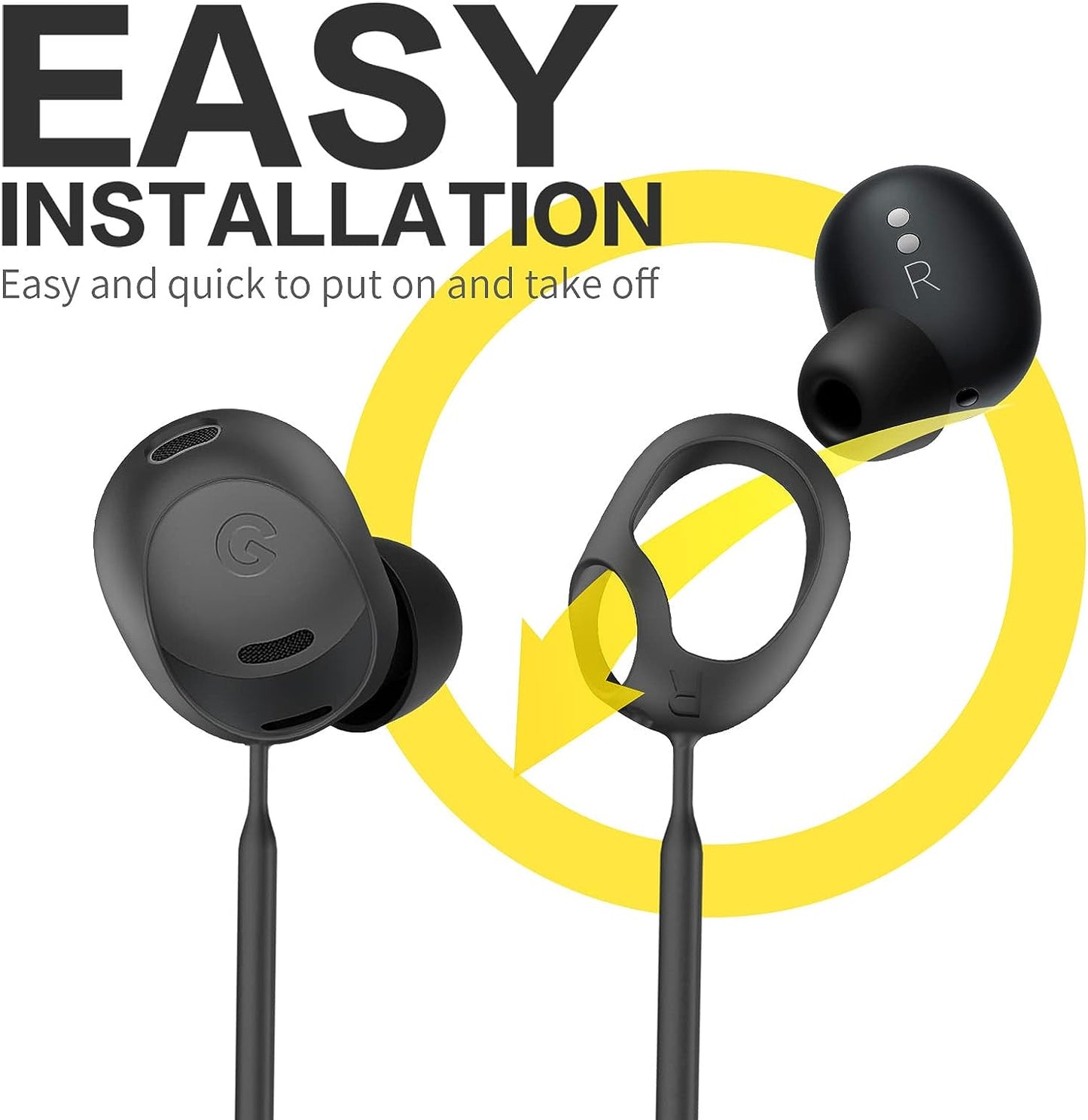 WOFRO Anti-Lost Strap for Google Pixel Buds Pro Earbuds (2022), Sports Soft Silicone Lanyard Accessories Compatible with Google Pixel Buds Pro - Noise Canceling Earbuds Neck Rope Cord (Black)  WOFRO   