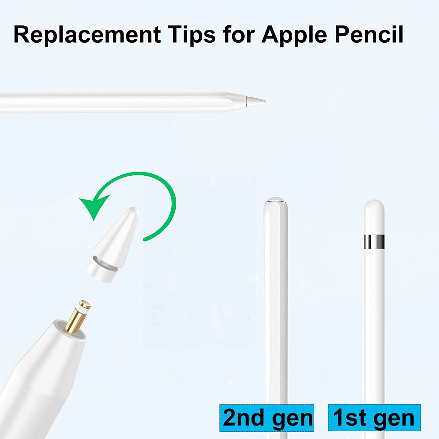 4 Pack Replacement Tips Compatible with Apple Pencil 2 Gen Ipad Pro Pencil - Ipencil Nib for Ipad Pencil 1 St/Pencil 2 Gen White  Isvo   