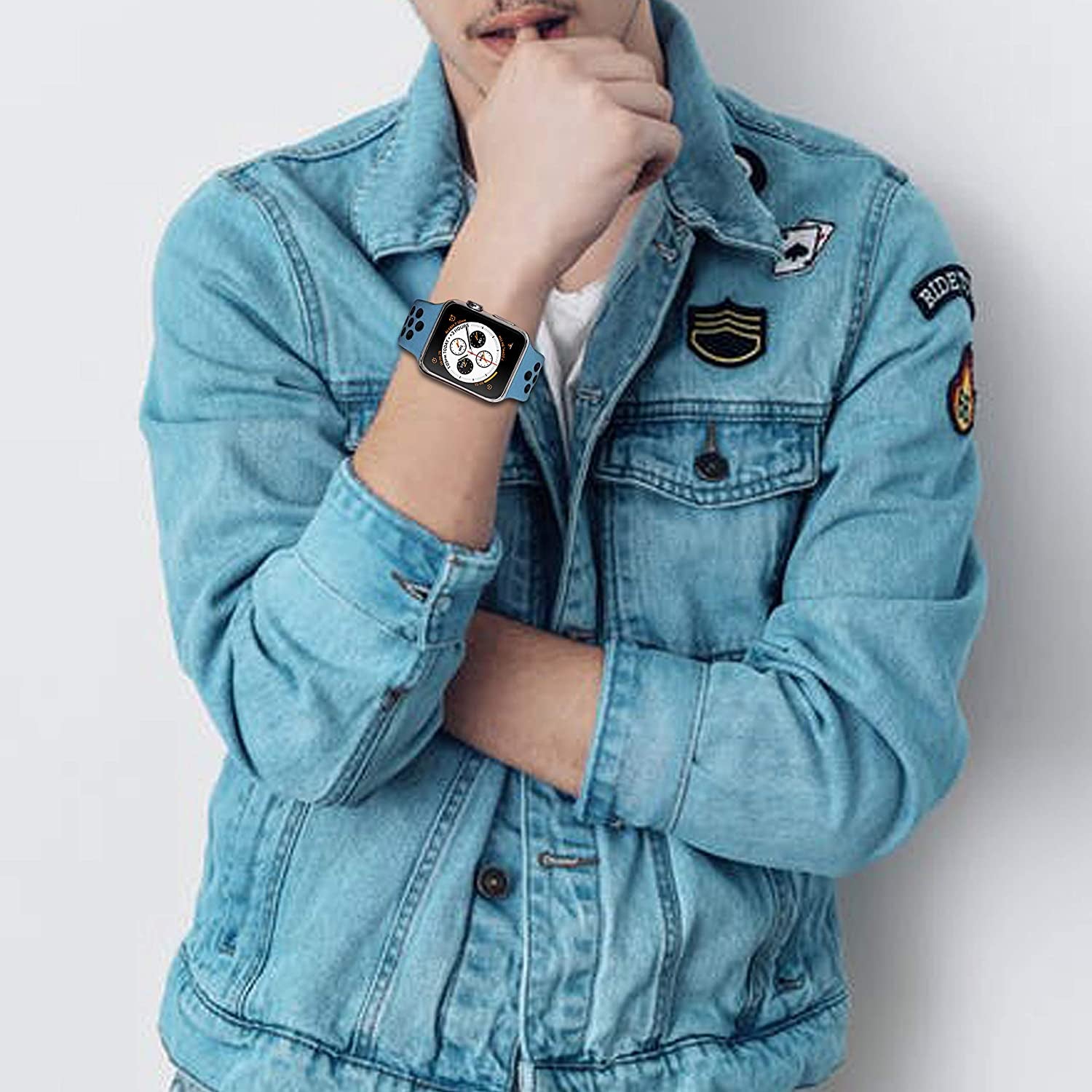 Elaikement Sport Bands Compatible with Apple Watch Band 49Mm 45Mm 44Mm 42Mm 41Mm 40Mm 38Mm Men Women, Breathable Soft Silicone Strap Replacement for Iwatch Series 8 7 6 5 4 3 2 1 Ultra SE, 6Pack  Elaikement   