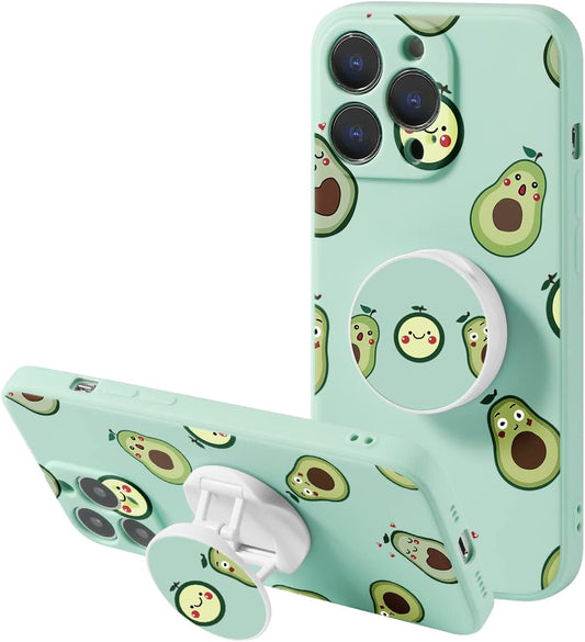 KAPUCTW Case for Xiaomi Mi 11 Lite/11 Lite 5G NE, 6.55" with Stand Grip Holder, Slim Silicone Shockproof Soft TPU Light Green Cover with Painting Pattern for Girl Women for Xiaomi Mi 11 Lite,Avocados  KAPUCTW   