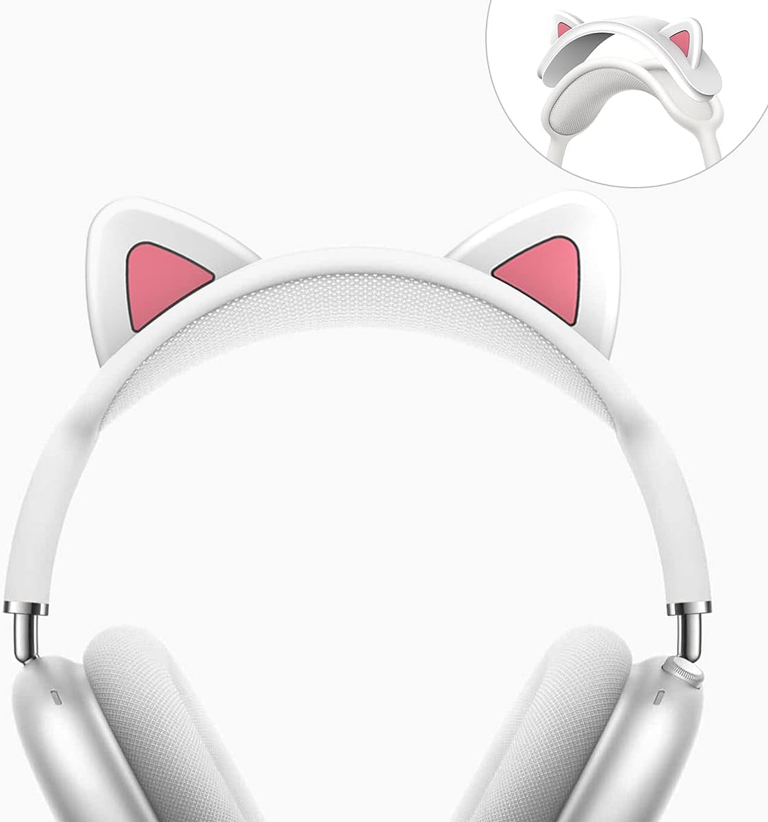 WQNIDE Headband Cover for Airpods Max, Cute Cat Ears Design Soft Silicone Headphone Headband Protectors/Comfort Cushion/Top Pad Protector Sleeve Compatible with Apple Airpods Max (White)  WQNIDE   