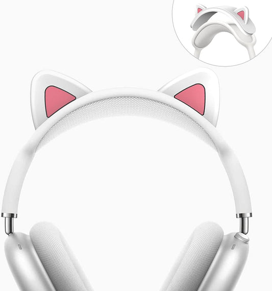WQNIDE Headband Cover for Airpods Max, Cute Cat Ears Design Soft Silicone Headphone Headband Protectors/Comfort Cushion/Top Pad Protector Sleeve Compatible with Apple Airpods Max (White)  WQNIDE   