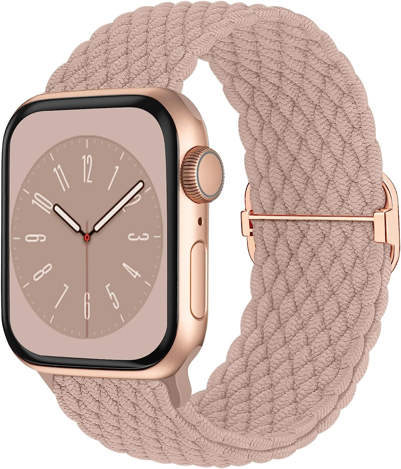 Braided Solo Loop Compatible with Apple Watch Band 38Mm 40Mm 41Mm 42Mm 44Mm 45Mm 49Mm for Women Men, Stretchy Straps Elastic Sport Wristbands for Iwatch Series 8 7 6 5 4 3 2 1 SE Ultra  Butifacion Nude Pink 38/40/41mm 
