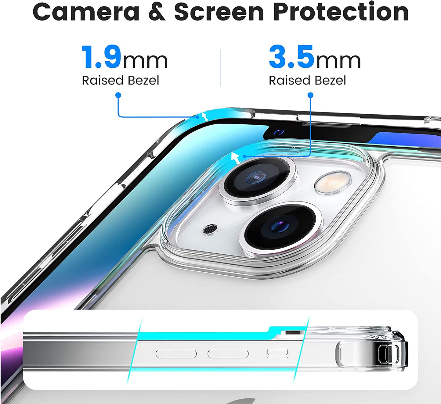 Mkeke for Iphone 13 Case Clear, for Iphone 14 Case Clear, Anti-Yellowing Upgraded Sturdy Case with Bumpers for Iphone 14/13, Gradient Light Black  Shenzhen Make Technology Company Limited   