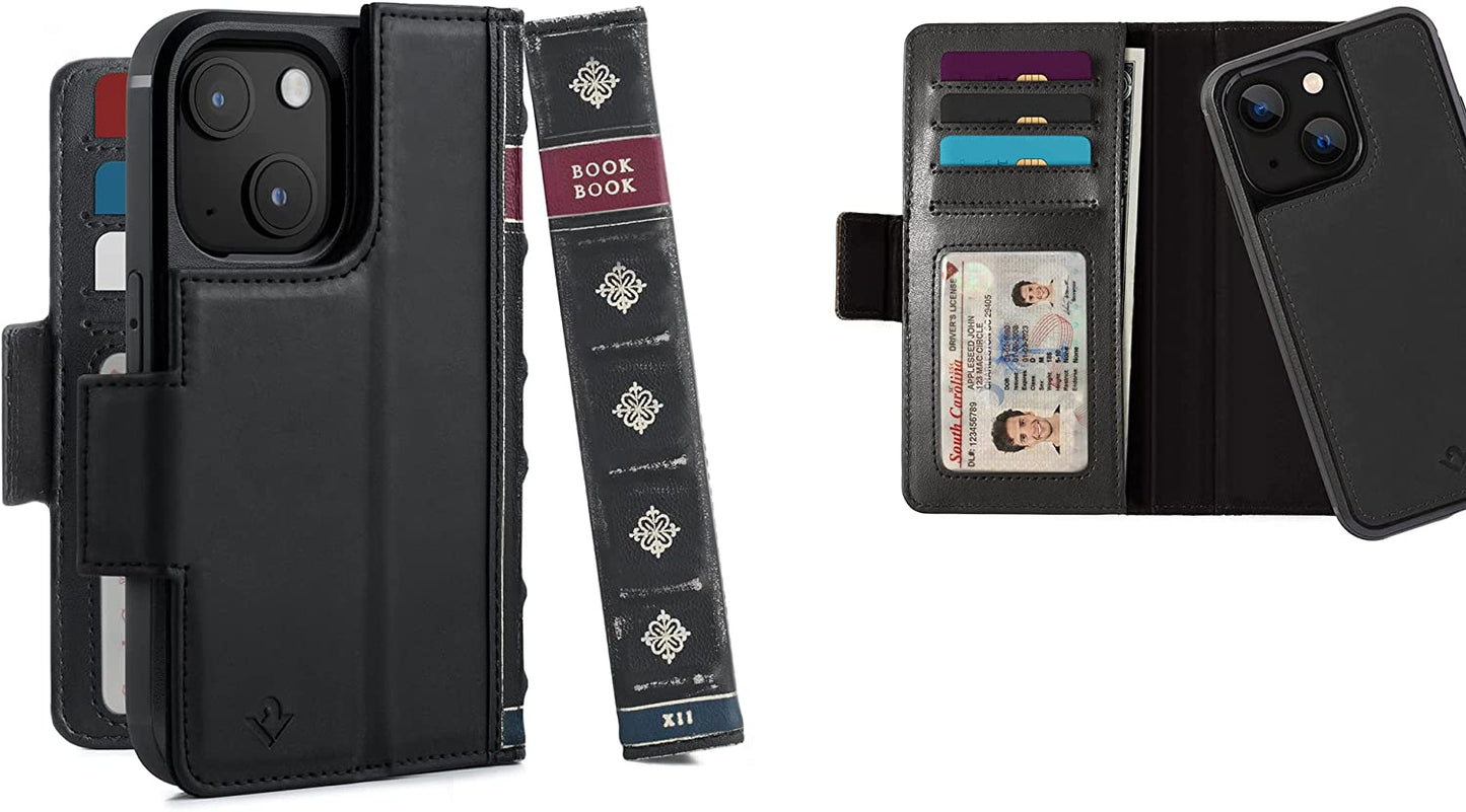 Twelve South Bookbook for Iphone 14 plus | Magsafe Compatible Full-Grain Leather Wallet Case with Display Stand + Removable Stand-Alone Leather Accent Case, Brown  Twelve South Black BookBook iPhone 13 Mini