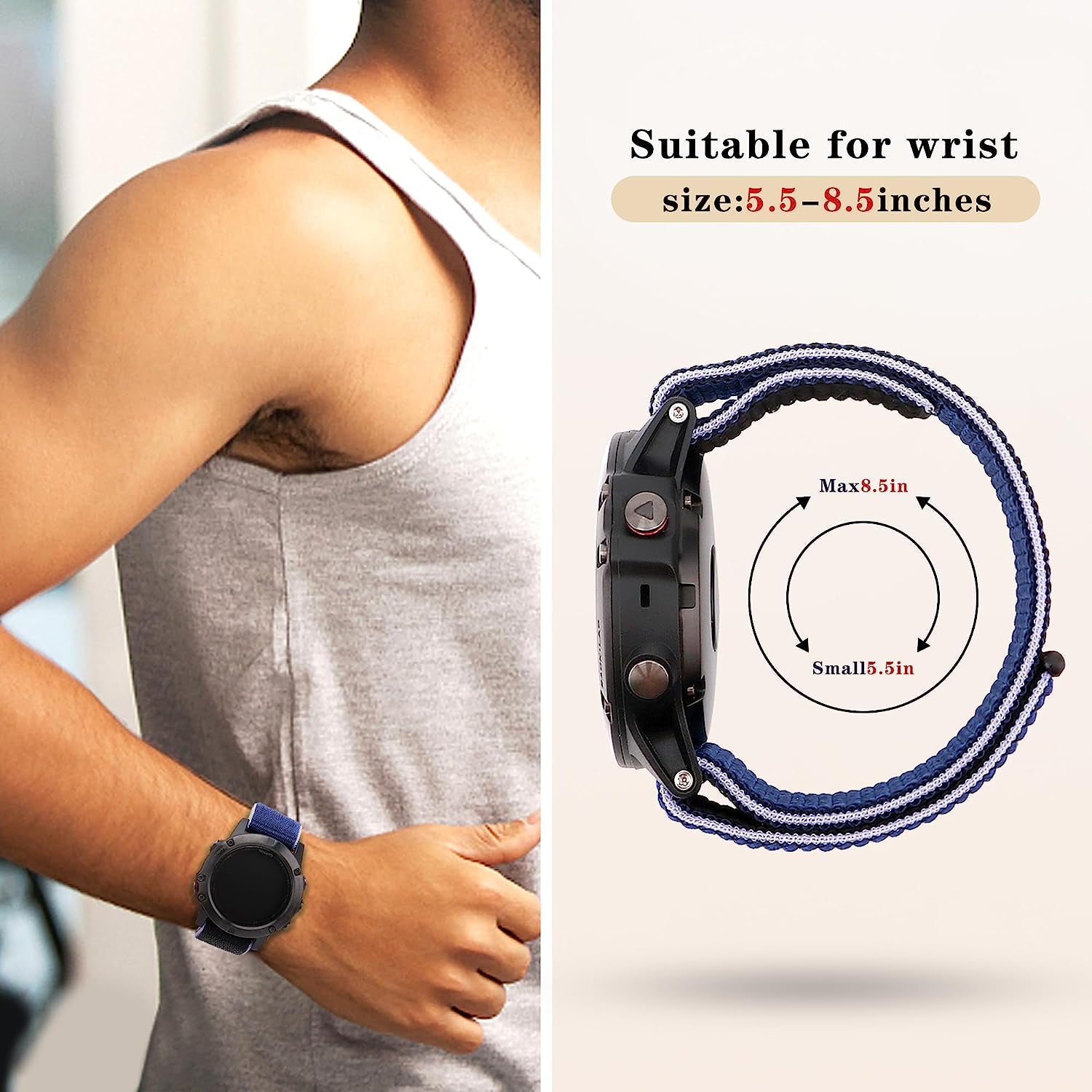 Sunnyson 3 Pack Viscous Loop Quick Dry Watch Bands for Garmin Fenix 7X/6X/5X,26Mm Soft Woven Nylon Replacement Wristband Sport Strap for Garmin Fenix 6X Pro/Sapphire,Fenix 5X Plus,Enduro,Tactix Delta Smartwatch  Sunnyson   