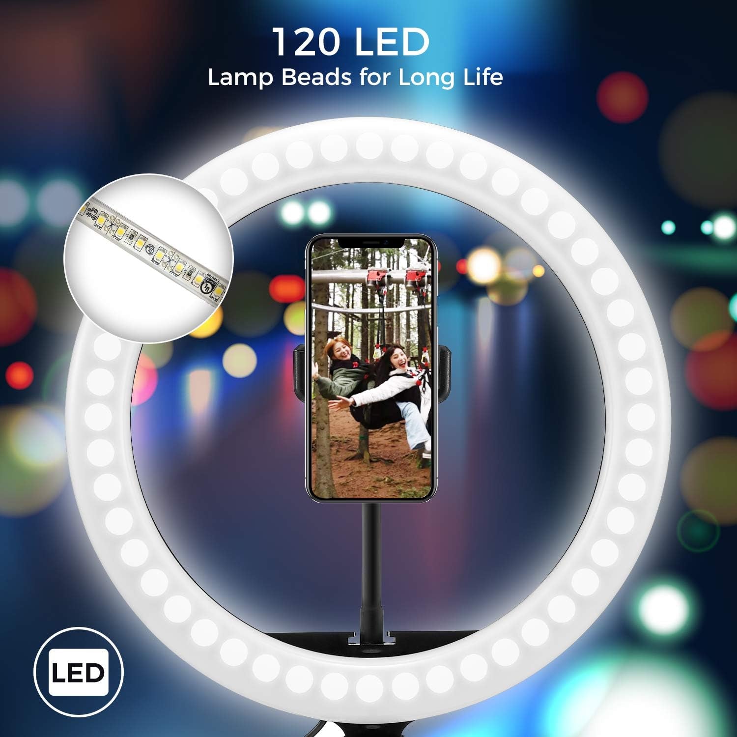 Selfie Ring Light 10" with Tripod Stand and Phone Holder Portable Desk Makeup LED Ring Light with 3 Lighting Colors and 10 Brightness for Photography/Makeup/Video/Live Streaming  Evanee   