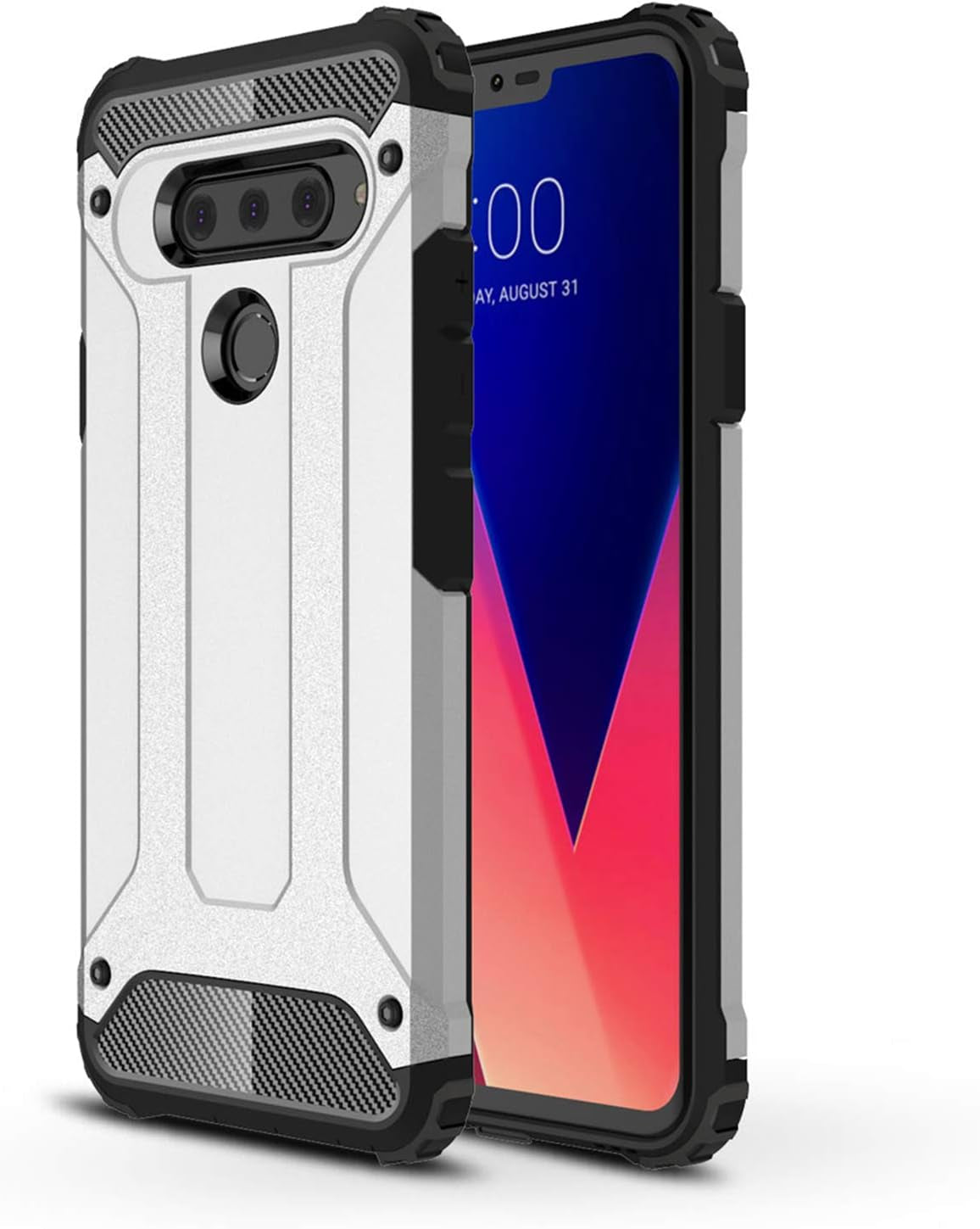 LG V40 Thinq Case, Torryka Drop Protection Shockproof Sleek Slim-Fit Durable Anti-Scratch Dual Layer Shockproof Dustproof Armor Case for LG V40 Thinq (Rose Gold)  Torryka Silver  