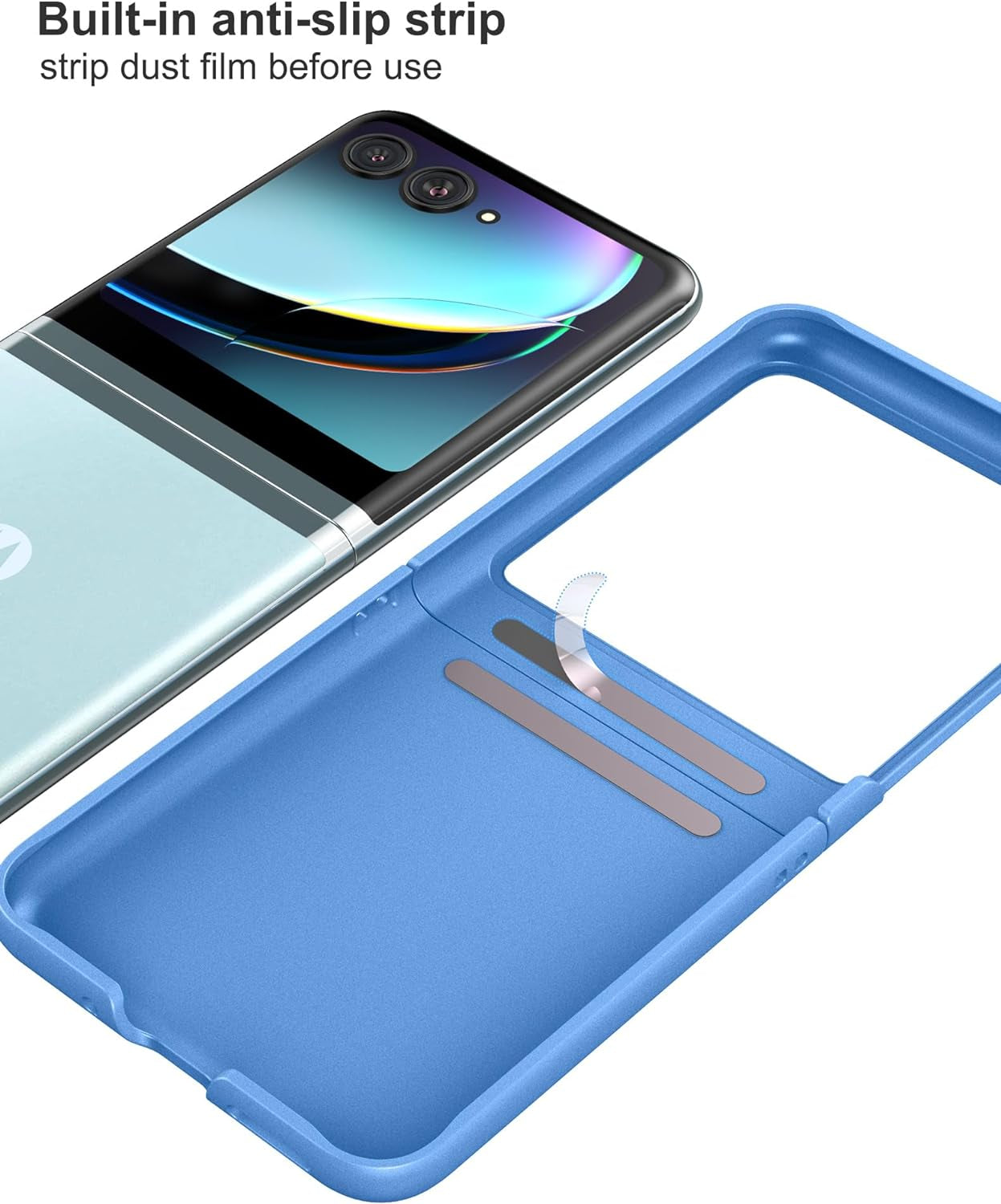 Foluu Slim Fit Case for Motorola Razr plus 2023, with 1 Pack Soft Inner TPU Moto Razr plus 2023 Screen Protector, 1 Pack Front Built-In Screen Protector, Matte PC Cover for Motorola Razr+ 2023 Blue  Foluu   