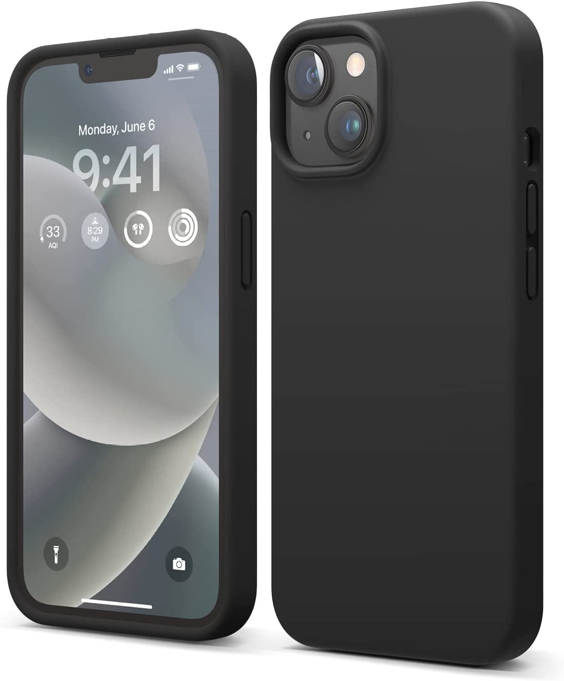 Elago Compatible with Iphone 14 Case, Liquid Silicone Case, Full Body Protective Cover, Shockproof, Slim Phone Case, Anti-Scratch Soft Microfiber Lining, 6.1 Inch (Dark Grey)  elago Black  