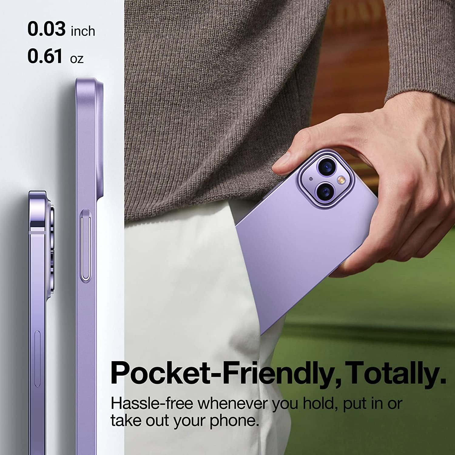 TORRAS Slim Fit for Iphone 14 Case/Iphone 13 Case Ultra-Thin Sturdy Protective Cover with Non-Slip Grip & No Fingerprint Hard Plastic Phone Case for Iphone 14/13 (6.1"), Clove Purple  TORRS   