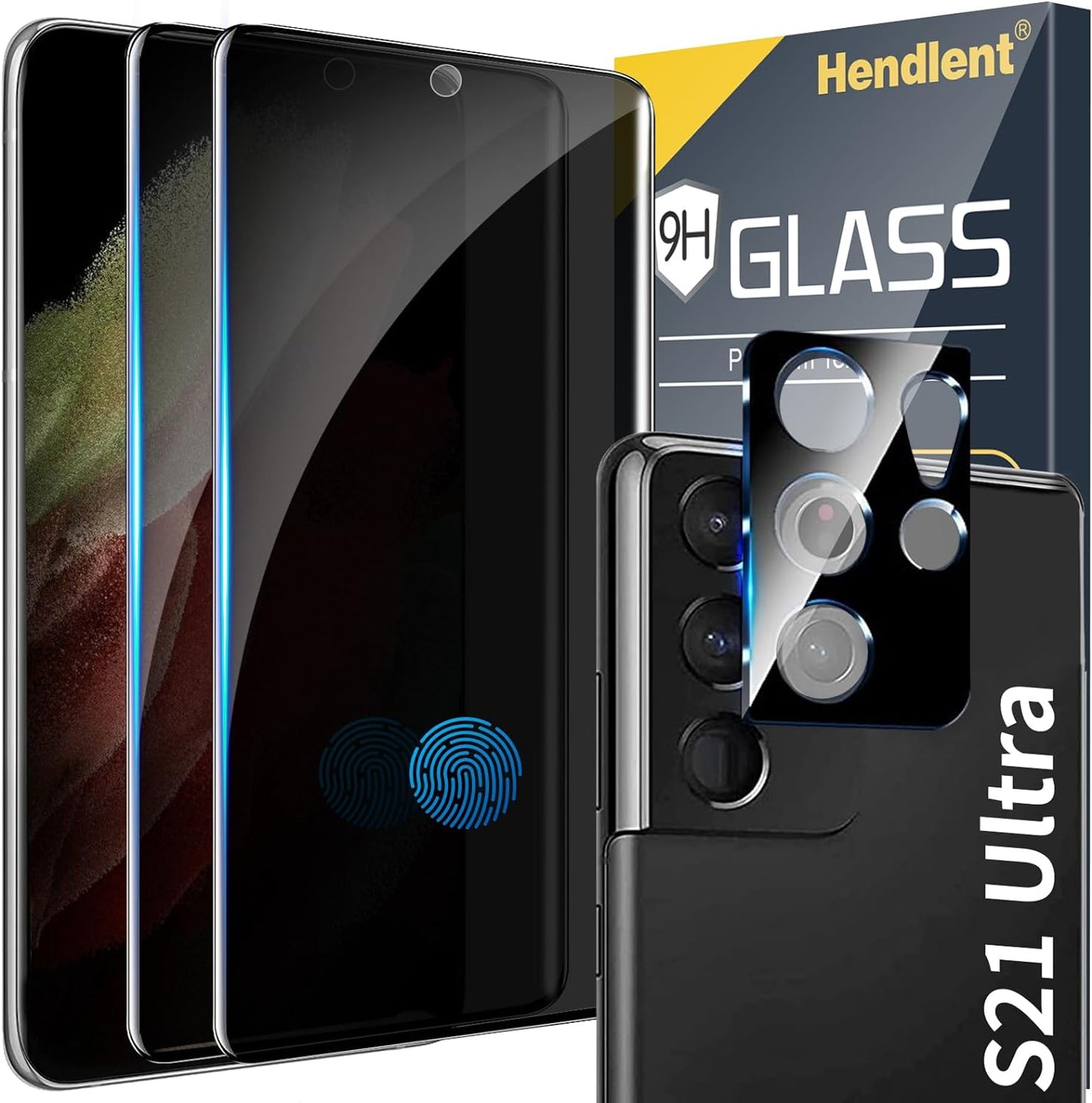 [2+2 Pack] Screen Protector for Samsung Galaxy Note 20 Ultra/Note 20 Ultra 5G,9H Tempered Glass,Ultrasonic Fingerprint Compatible,3D Curved,Hd Clear,Bubble-Free for Galaxy Note 20 Ultra Glass Protector  Samcorn S21 Ultra Privacy-  