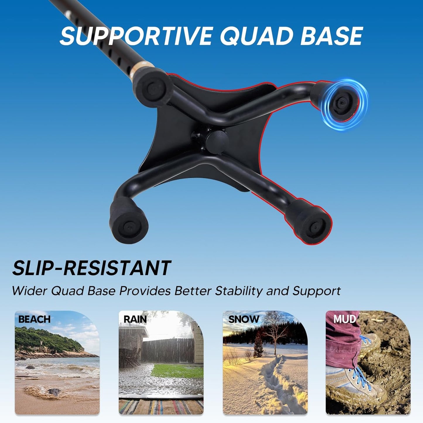 Doctor.Roo Quad Cane with LED Light, Adjustable Walking Cane with Stand Assist Handle and 4-Pronged Base, Sturdy Mobility Aid for Seniors  Doctor.Roo   