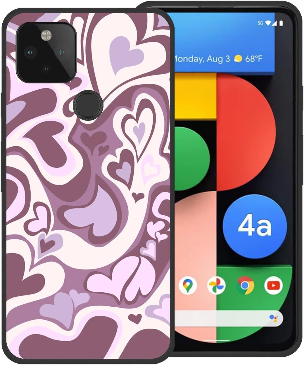 Zaztify Phone Case for Google Pixel 4A 5G, Lovely Irregular Brown Love Heart Khaki Lovecore Aesthetic Cute Shockproof Protective Anti-Slip Thin Soft Cover Shell  zaztify Dark Pink Lovecore  
