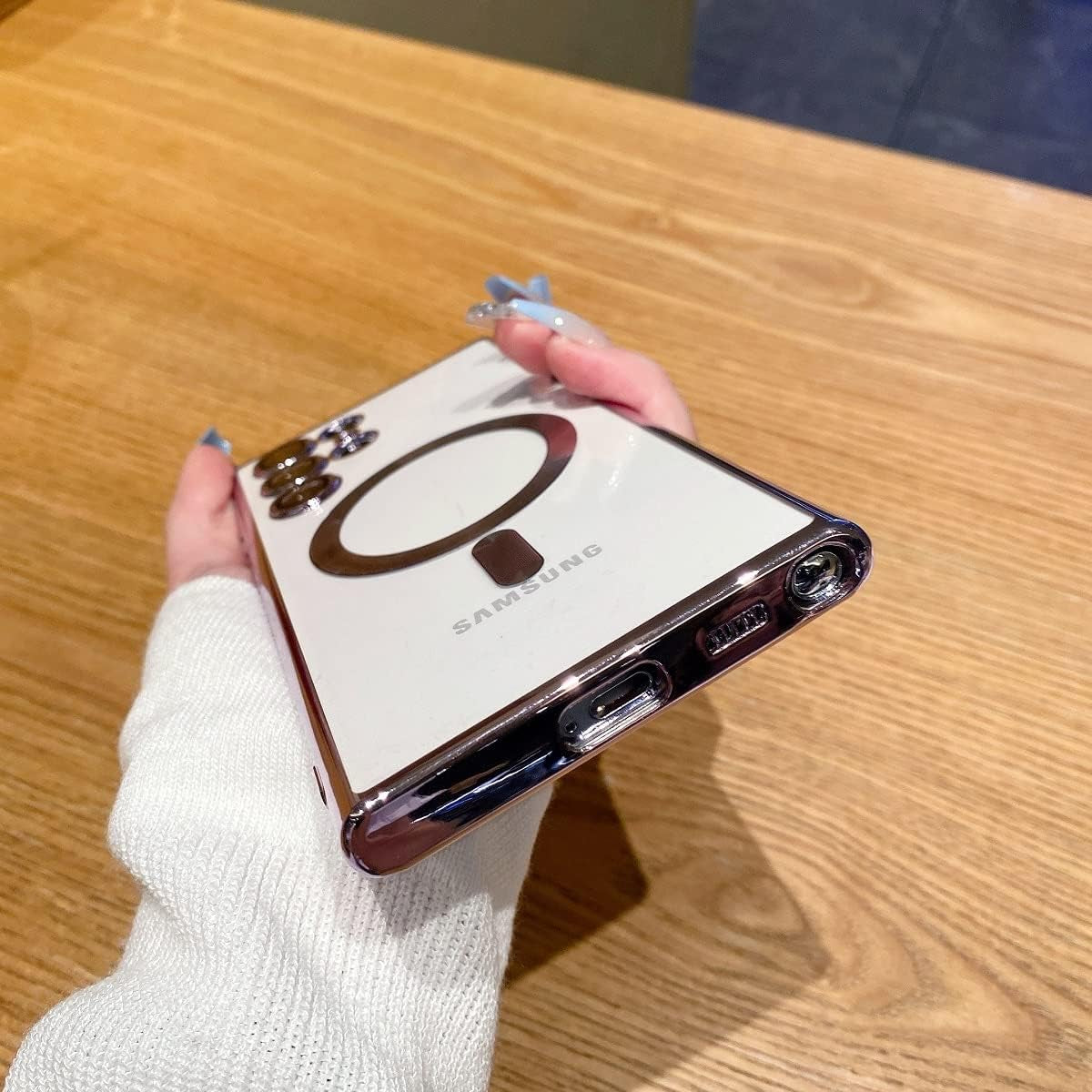 Threehundred for Samsung Galaxy S22 Ultra Case Magnetic Clear with Camera Lens Protector Full Protection Magsafe Electroplated Silicone Slim Fit Shockproof Protective Case Cover 6.8 Inch - Lavender  Threehundred   