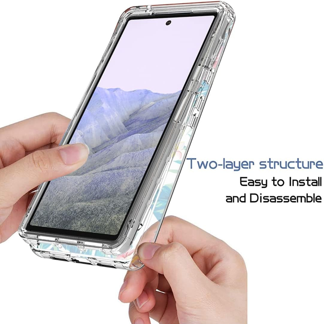 Vokuha Case for Pixel 6 Pro Case,Pixel 6 XL G8VOU Case, Floral Crystal Clear TPU Shockproof Protective Armor Cover for Google Pixel 6 Pro 5G (Flowers & Leaves)  Vokuha   