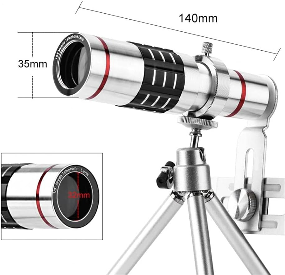 LJMXG Mobile Phone Lenses 18X Telescope Camera Zoom Optical Cellphone Telephoto Lens for Mobile Phone with Mini Tripod  yqftts   