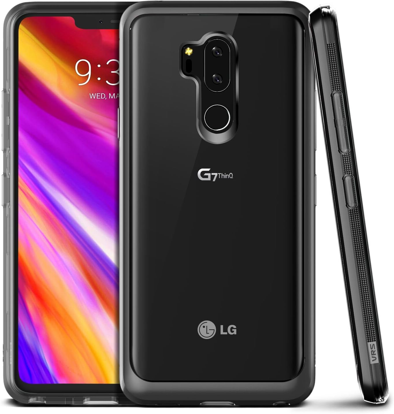 LG G7 Case, LG G7 Thinq Case :: VRS :: Textured Grip Version :: Transparent Thin Cover :: Clear Slim Fit :: Hard Drop Protection for LG G7 Thinq Case (New Crystal Bumper - Steel Silver)  V VRS DESIGN   