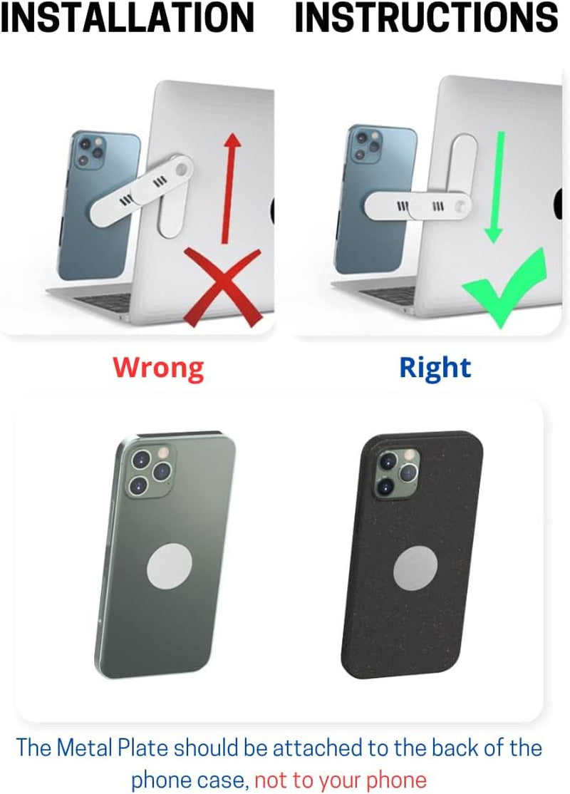 Laptop Phone Holder, Magnetic Phone Mount, Adjustable Laptop Stand, Laptop or Desktop Monitor Side Mount Phone Holder, Foldable Laptop Side Mount Clip, Foldable Computer Expansion Bracket  Generic   