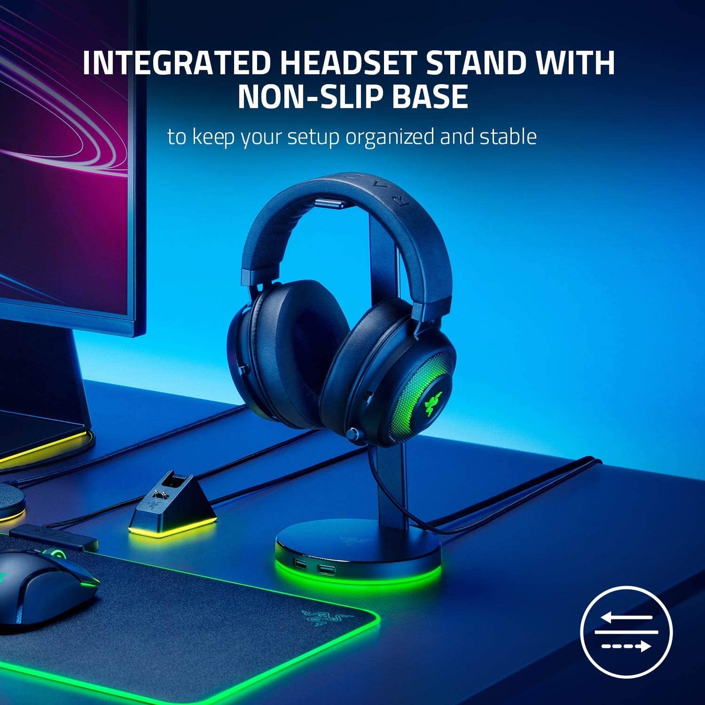 Razer Base Station V2 Headphone Stand Chroma: RGB Lighting - USB Charging – 3.5Mm Port with Built-In DAC - Classic Black  Razer   