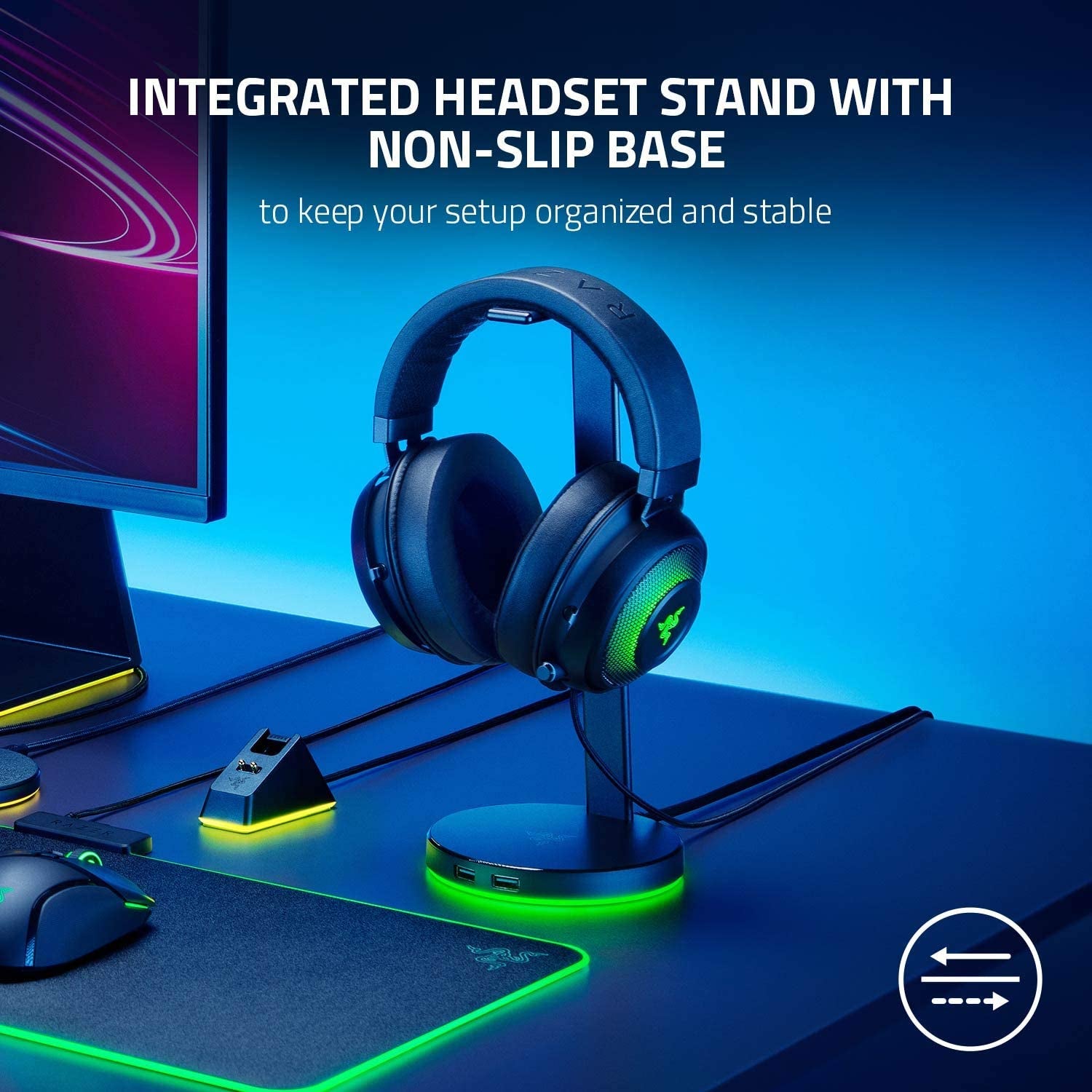 Razer Base Station V2 Headphone Stand Chroma: RGB Lighting - USB Charging – 3.5Mm Port with Built-In DAC - Classic Black  Razer   