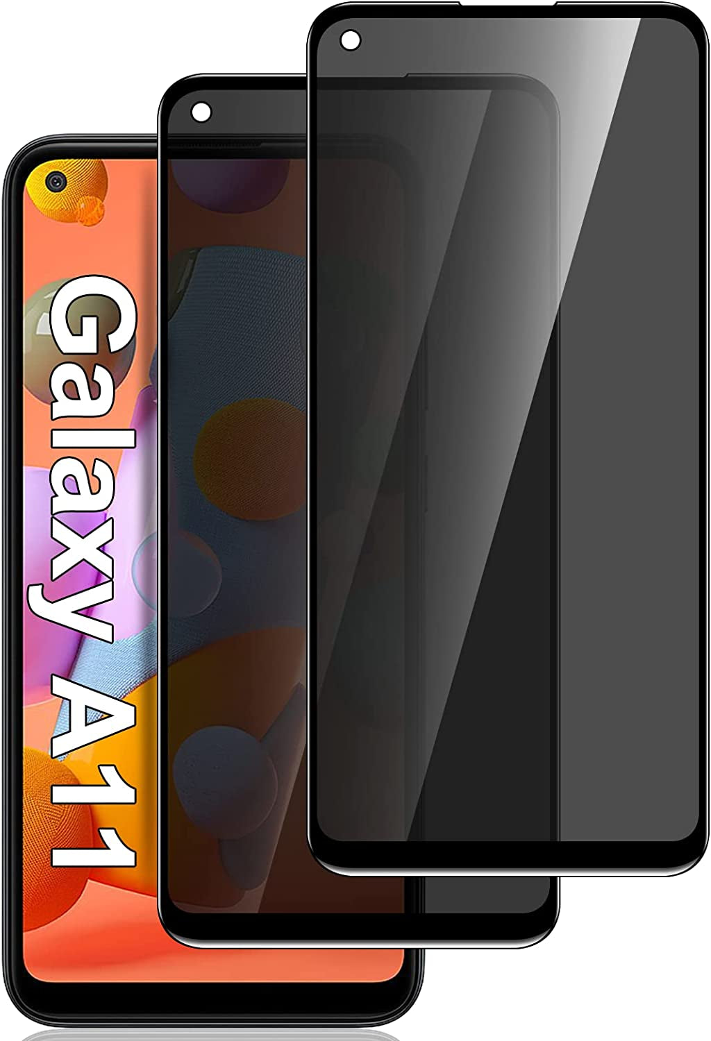 [2 Pack] for Samsung Galaxy A21/A21S Privacy Screen Protector, [Full Coverage] anti Spy HD Clarity 9H Tempered Glass Screen Protector, Scratch Resistant, Bubble Free, Easy Insall, Case Friendly (6.5 Inch)  A Pink Shop Black-A11  