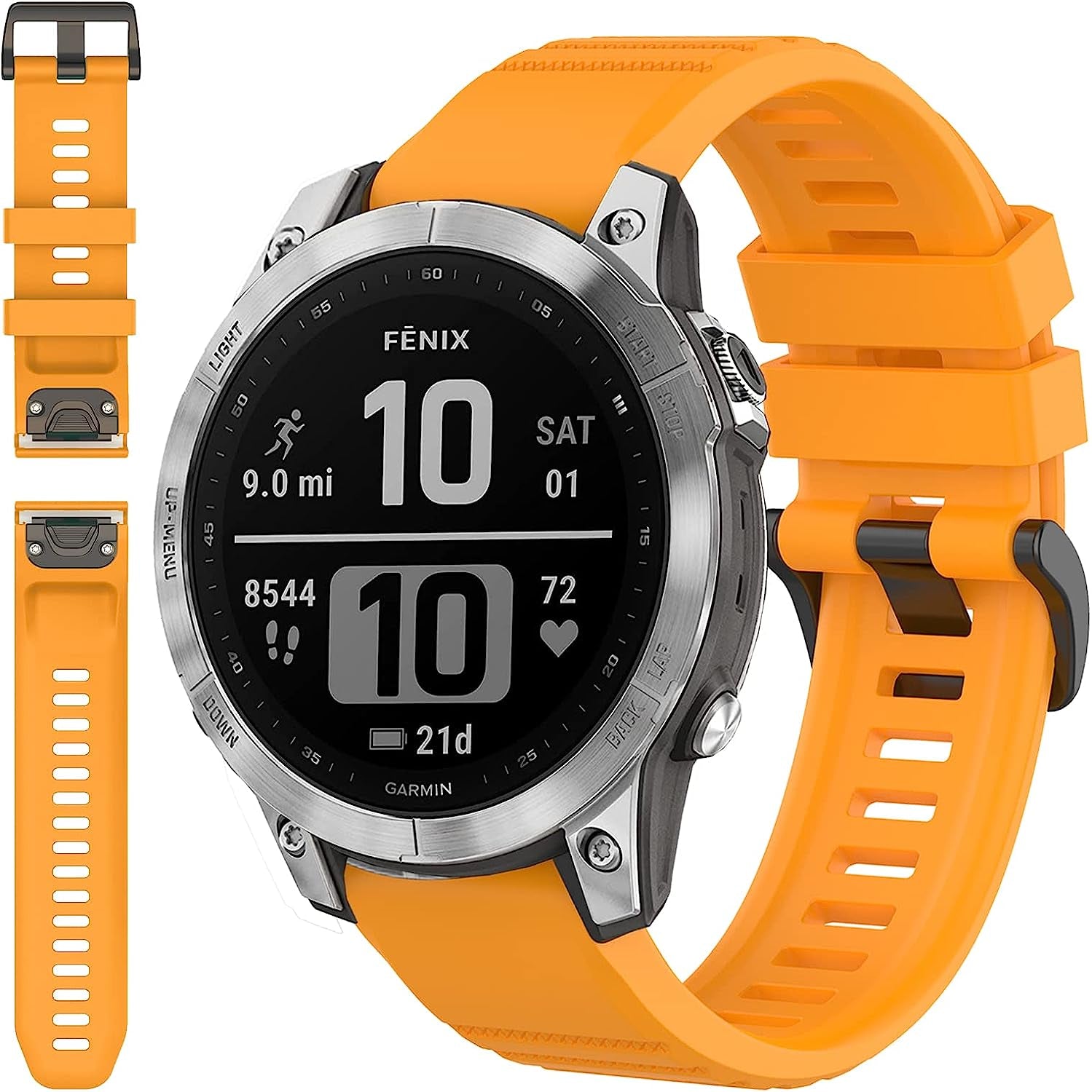 Miimall Compatible for Garmin Fenix 7 Watch Band 22Mm Sport Soft Silicone Flexible Watch Strap Quick Fit Silicone Band Strap for Garmin Fenix 7/7 Sapphire Solar/Fenix 6/6 Pro//Fenix 5 22Mm(Green)  Miimall Yellow  