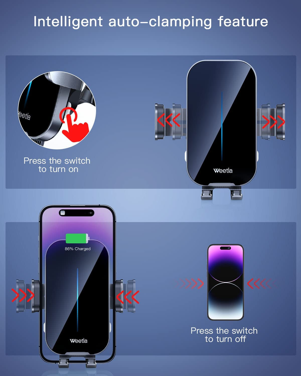 𝟮𝟬𝟮𝟯 𝗡𝗲𝘄 Weetla Wireless Car Charger,Charging Auto-Alignment, Air Vent 360° Adjustable Auto-Clamping Car Phone Holder Mount Wireless Charging for Iphone14/13/12/11/Pro Max/Samsung Galaxy Phone  Shenzhen Caibo Technology Co.,Ltd   