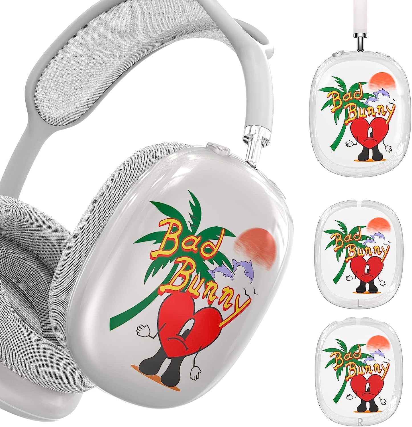 Clear Bad Funny Bunny Design Airpods Max Case,Soft Silicone TPU Protective Cover Accessories Compatible with Apple Airpods Max for Teens Boys Girls  AIBEAMER   