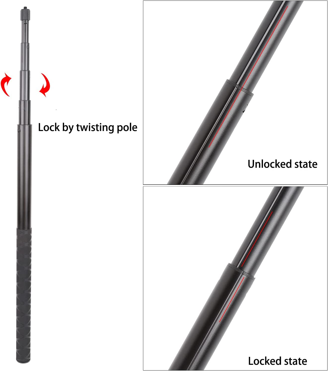 Pellking Long 77Inch Invisible Selfie Stick for Insta360 ONE X3, X2, X, Insta360 ONE R, RS, Insta 360 Camera 1/4" Extended Monopod Pole  PellKing   