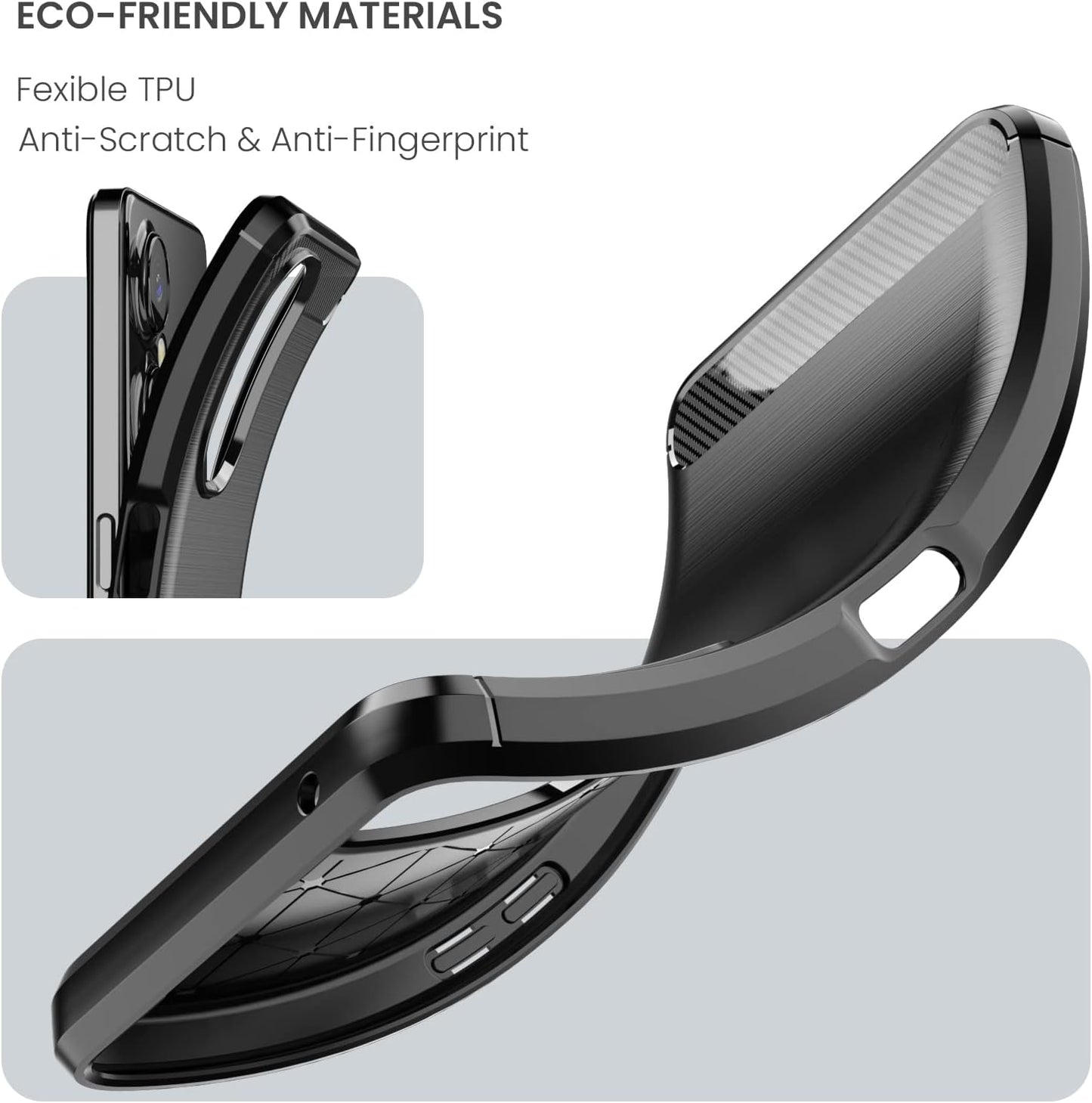 Dretal for Oneplus Nord N30 5G Case with Tempered Glass Screen Protector, Shock-Absorption Brushed Flexible Soft TPU Carbon Fiber Protective Cover for Oneplus Nord N30 5G (Ls-Black)  Dretal   