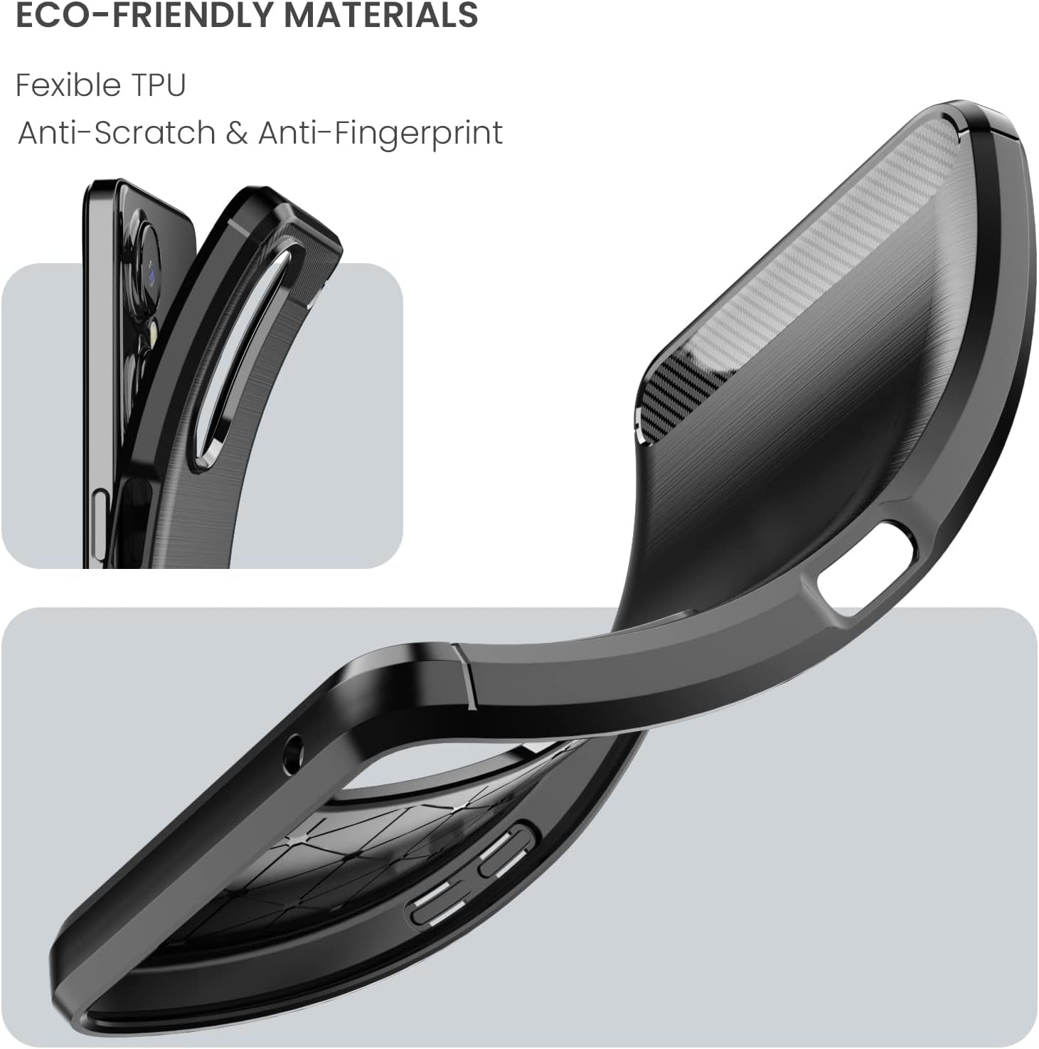 Dretal for Oneplus Nord N30 5G Case with Tempered Glass Screen Protector, Shock-Absorption Brushed Flexible Soft TPU Carbon Fiber Protective Cover for Oneplus Nord N30 5G (Ls-Black)  Dretal   