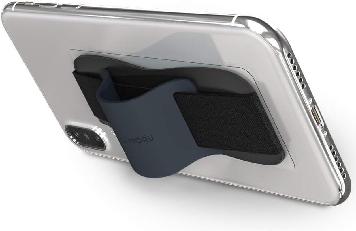 Sinjimoru Silicone Mobile Phone Grip with Stand, Cell Phone Stand for Desk & Secure Iphone Holder Strap for All Smartphone. Sinji Grip Silicone Black  Sinjimoru Co., Ltd Silicone Midnight Blue  