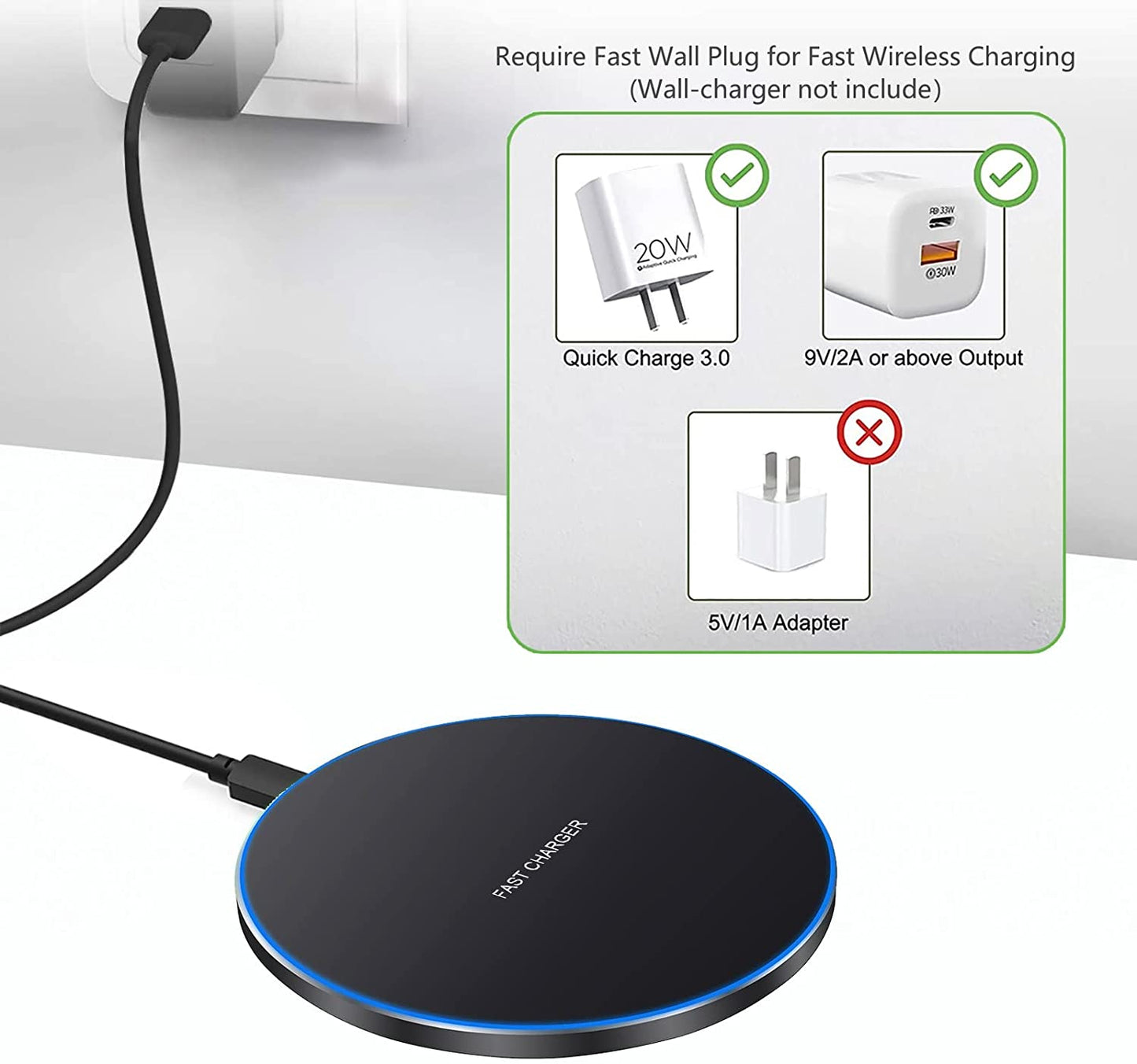 20W Wireless Charger Pad,Fast Wireless Charging Compatible with Iphone 14/14 Plus/14 Pro/14 Pro Max/13/12/11/Se/X/Airpods,15W Phone Induction Charge Station for Samsung,Pixel,Lg G6/7/8(No Plug)  PDKUAI   