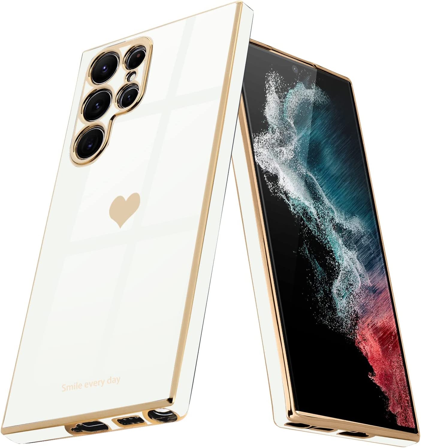 Teageo for Samsung Galaxy S22 5G Case for Women Girl Cute Love-Heart Luxury Bling Soft Back Cover Raised Full Camera Protection Bumper Silicone Shockproof Phone Case for Galaxy S22 5G, Bright Blush  janzee White Samsung Galaxy S22 Ultra 5G 