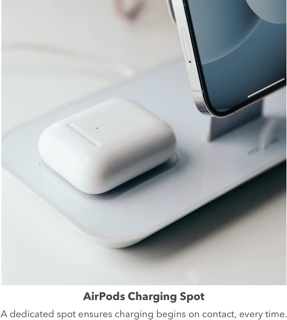 Mophie 3-In-1 Magsafe Wireless Charging Stand for Apple Iphone, Airpods/Airpods Pro & Watch, 15W Super-Fast Charging, Stylish Gloss Finish - White (Magsafe Charger Not Included)  mophie   