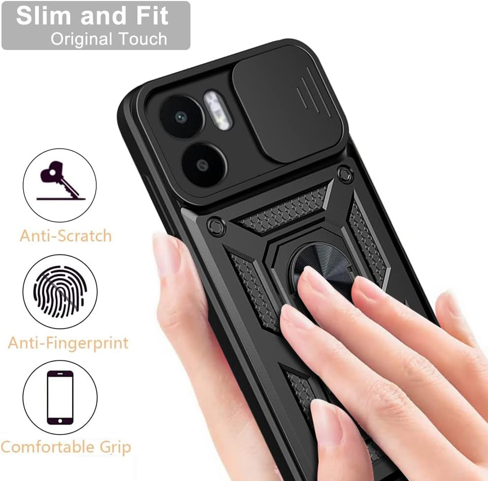 Ccsmall Case for Xiaomi Redmi A1 with Slide Camera Cover, Military Grade Drop Protective Phone Cover Case with Ring Kickstand for Xiaomi Redmi A1 SJ Green  CCSmall   