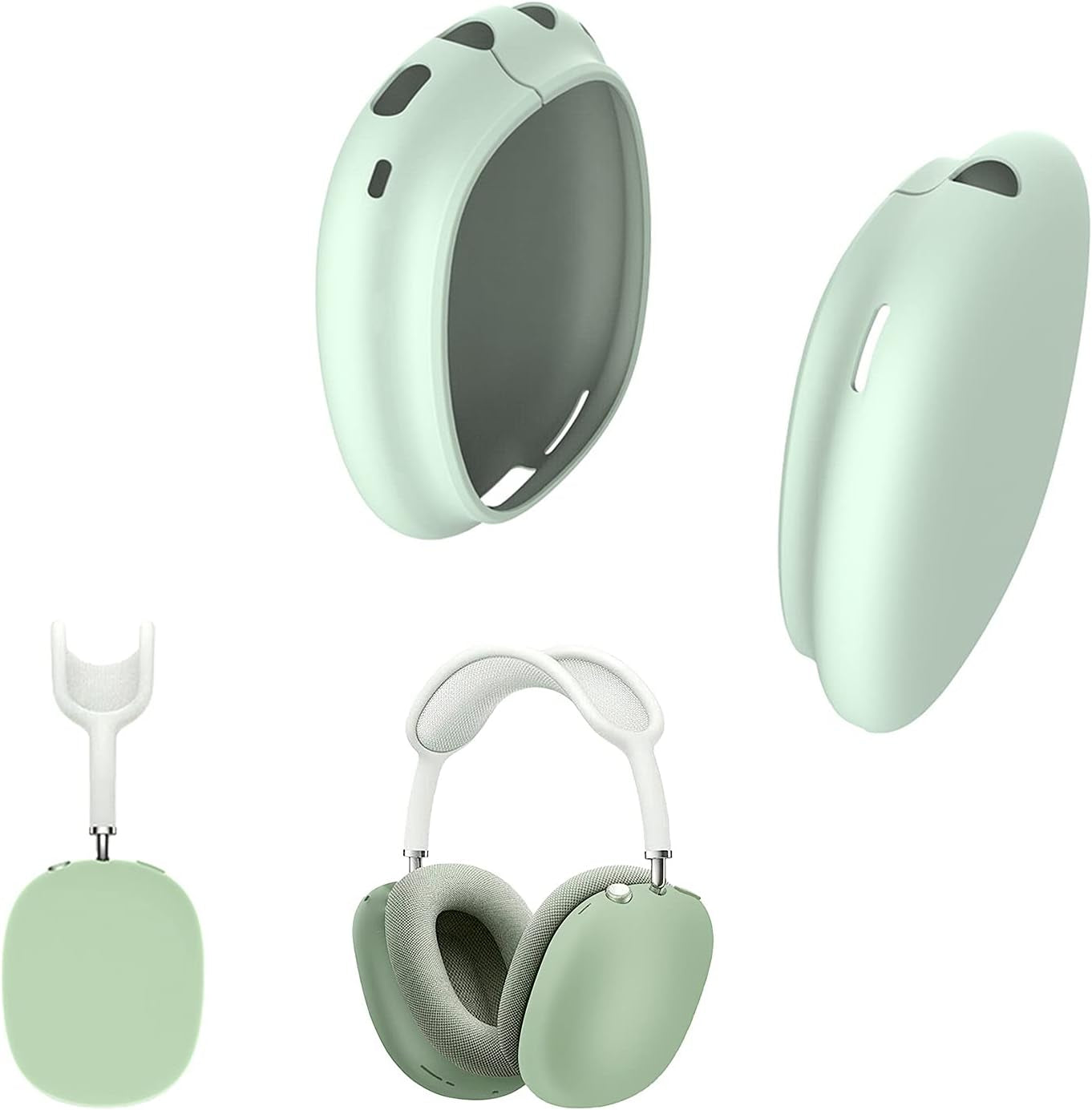 Antetek Soft Case for Airpods Max Headphone,Silicone Skin Cover Lightweight Shock-Proof Shatter-Resistant Protective Frame Full Cover Headset Protective Accessories Cases (Green)  Antetek   