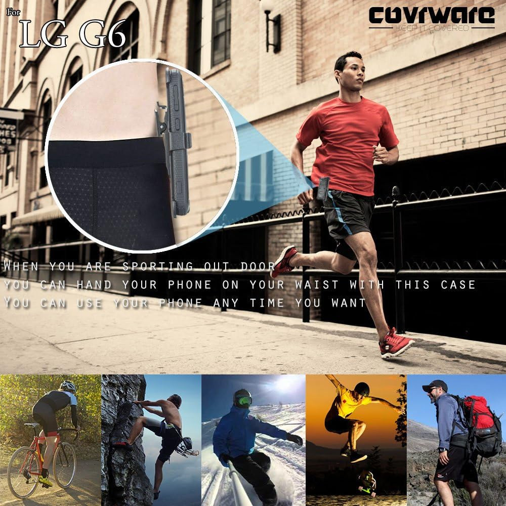 COVRWARE Aegis Series Case for LG G6 with Built-In Screen Protector Heavy Duty Full-Body Rugged Holster Armor Case Belt Swivel Clip Kickstand, Black  COVRWARE   