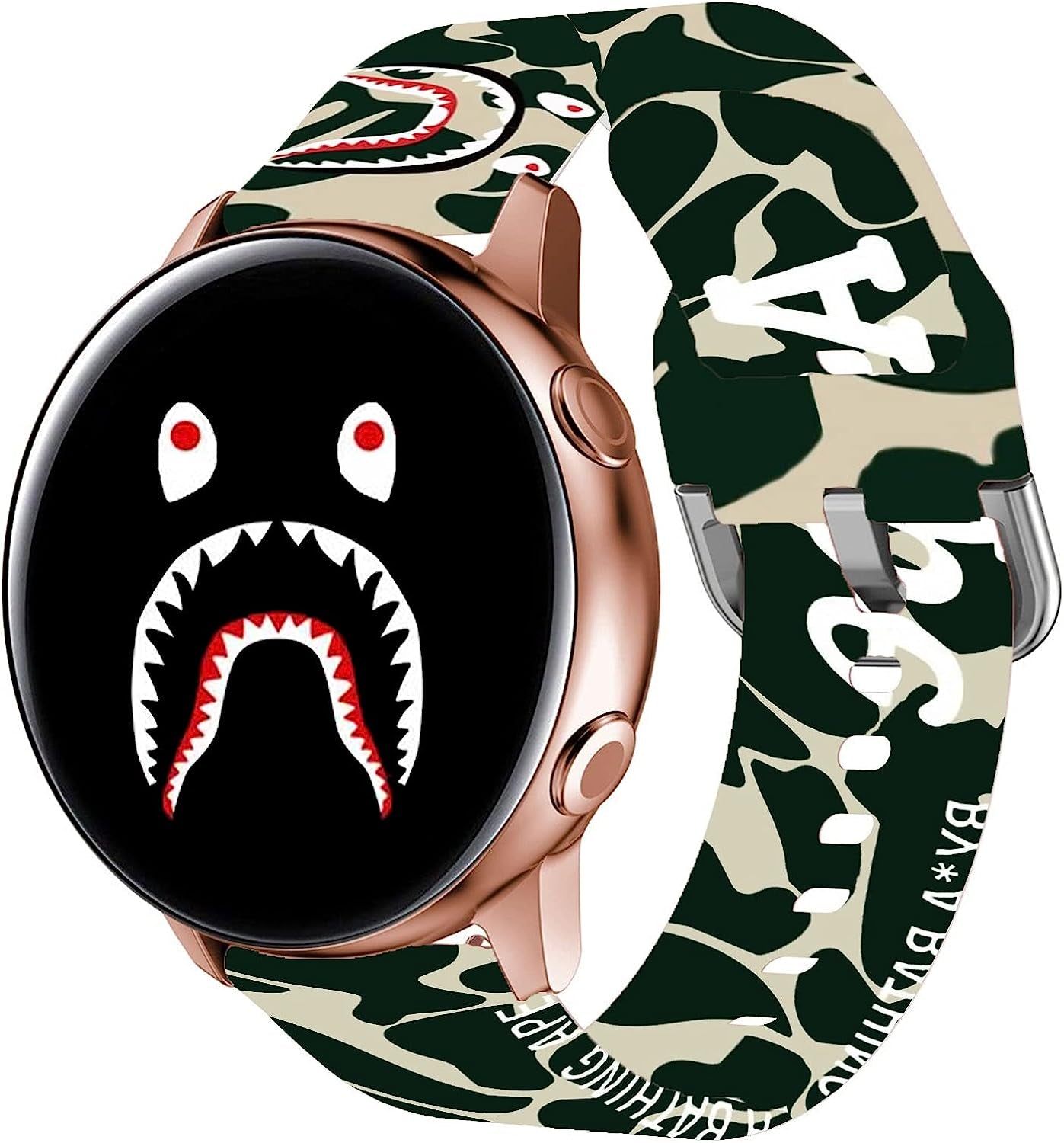 20Mm Band for Samsung Galaxy Watch 4 5 Pro Band 40Mm 44Mm 45Mm/Galaxy Watch 4 Classic Band 42Mm 46Mm/Watch 3 41Mm/Active 2, 22Mm Bands for Samsung Galaxy Watch 3 Band 45Mm/Samsung Gear S3 Frontier  Sqweey Street Camo Shark 20mm 