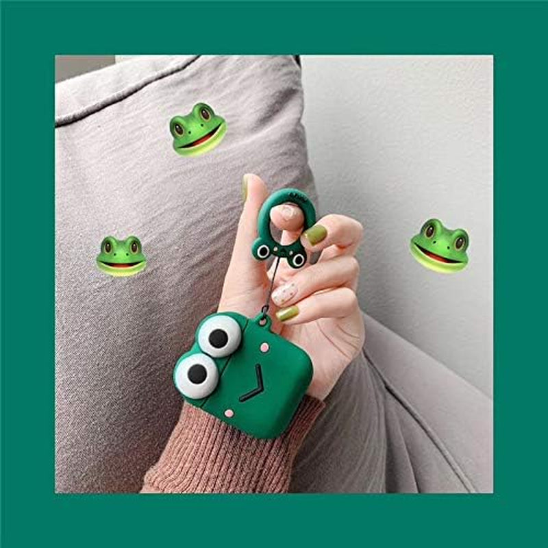 ZAHIUS Silicone Case Compatible for Apple Airpods 1&2 Lightweight Cover[Cartoon Pattern][Designed for Kids Girl and Boys] (Big Eye Frog Green)  ZAHIUS Direct   