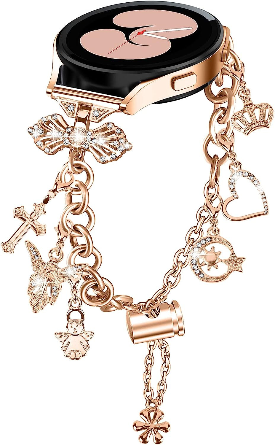 Yomisa Compatible with Samsung Galaxy Watch 5&4/Active 2 40Mm 44Mm Band/Galaxy Watch 5 Pro 45Mm/Watch 4 Classic 42Mm 46Mm,20Mm Bling Diamond Bracelet Cute Charms Dressy Jewelry Metal Strap for Women  Yomisa Rose gold  