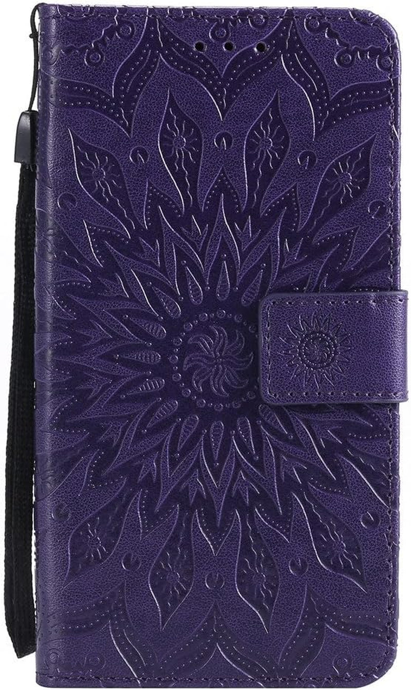 LG V30 Case LG V30 Cover EMAXELER Stylish Wallet 3D Embossed Kickstand Flip Relief Sun Flower Three Dimensional Cards Slot Cash Pockets PU Leather for LG V30 Sun Purple  EMAXELER   