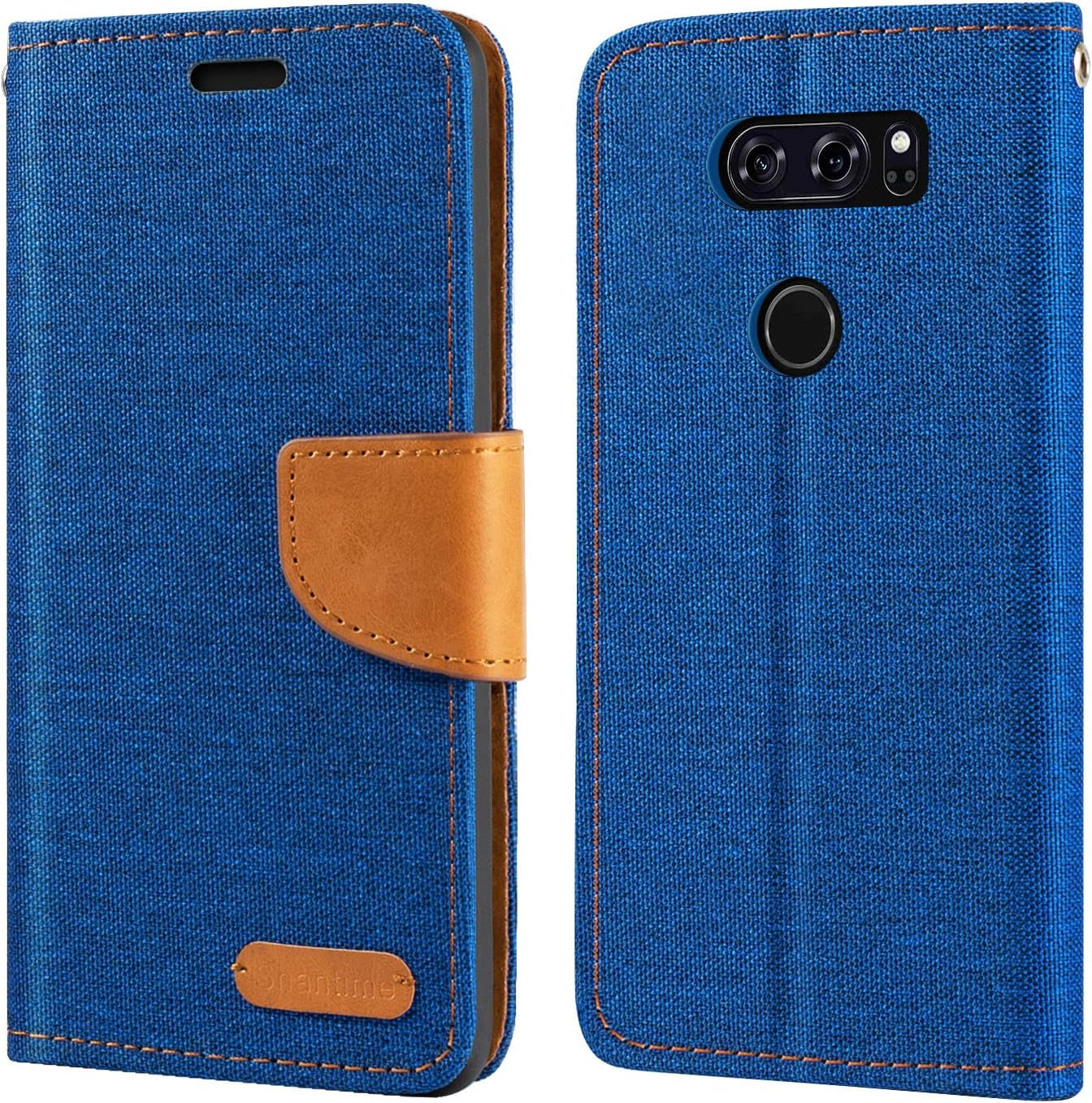 LG V30 Case, Oxford Leather Wallet Case with Soft TPU Back Cover Magnet Flip Case for LG V30 Plus  Shantime   
