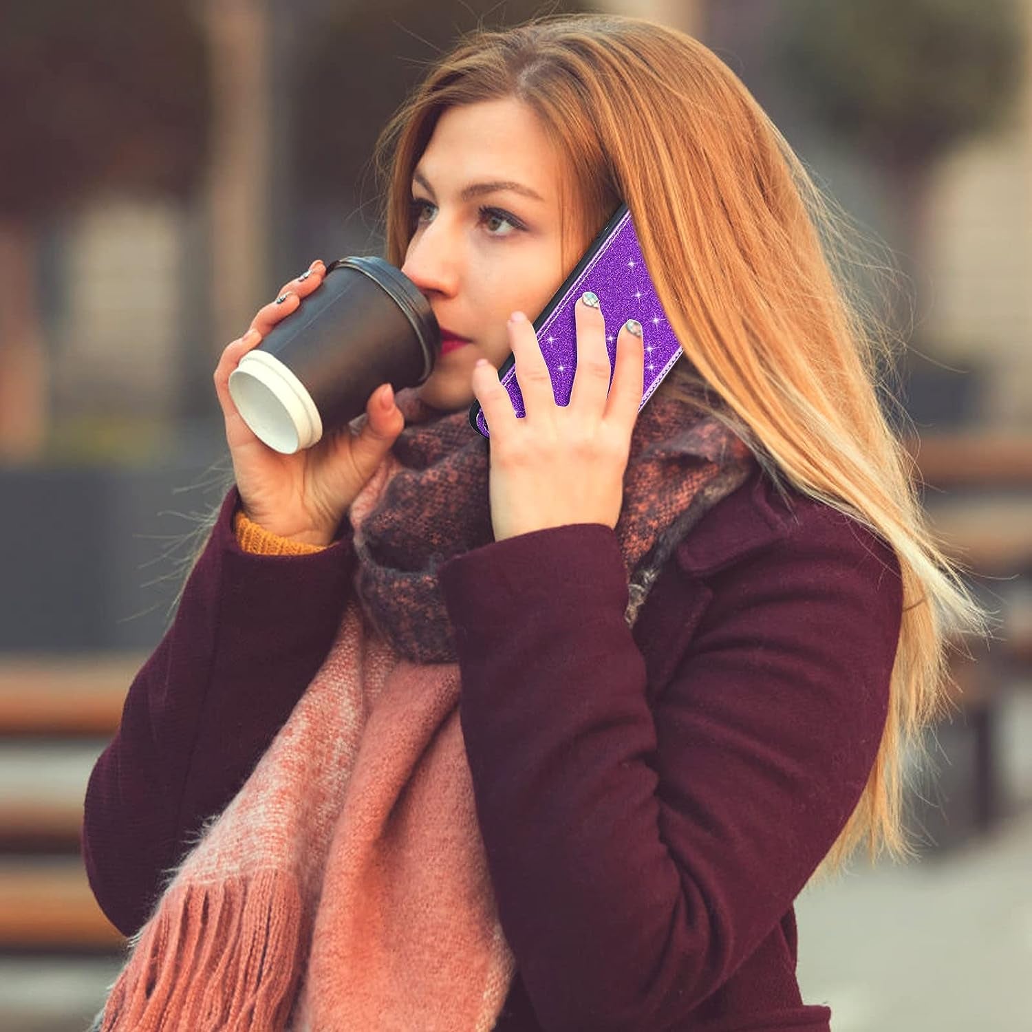 Asuwish Phone Case for Oneplus 8T Oneplus8T plus 9R 5G Wallet Cover with Screen Protector and Card Holder Bling Glitter Cell One Plus8T5G on + 1 plus 8Tplus 1Plus 8T+ One+ T8 1+ 1+8T Pro G5 Purple  Asuwish   