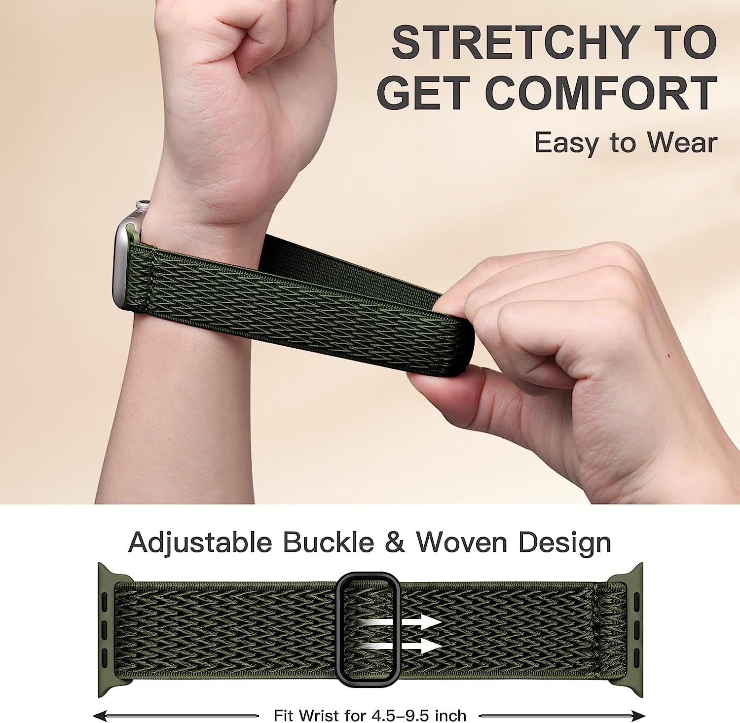 Lerobo 6 Pack Stretchy Braided Bands Compatible with Apple Watch 44Mm 45Mm 42Mm 49Mm 41Mm 40Mm 38Mm Women Men,Elastic Nylon Solo Loop Sport Strap Accessories for Iwatch Series Ultra 8/7/6/5/4/3/2/1/SE  Lerobo   