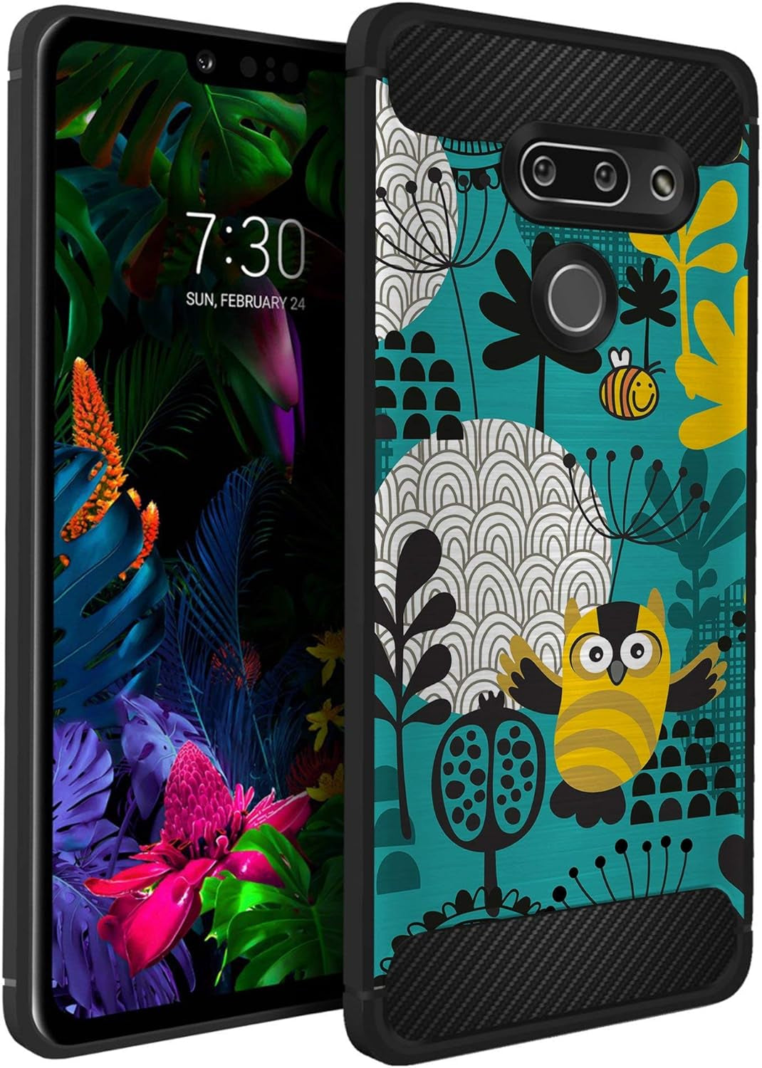 Casesondeck Case Compatible with LG G8 Thinq/Lg G8, Slim Precise Fit TPU Case, Scratch Protection and Unique Design (Don’T Tread on Me)  CasesonDeck Teal Owls  