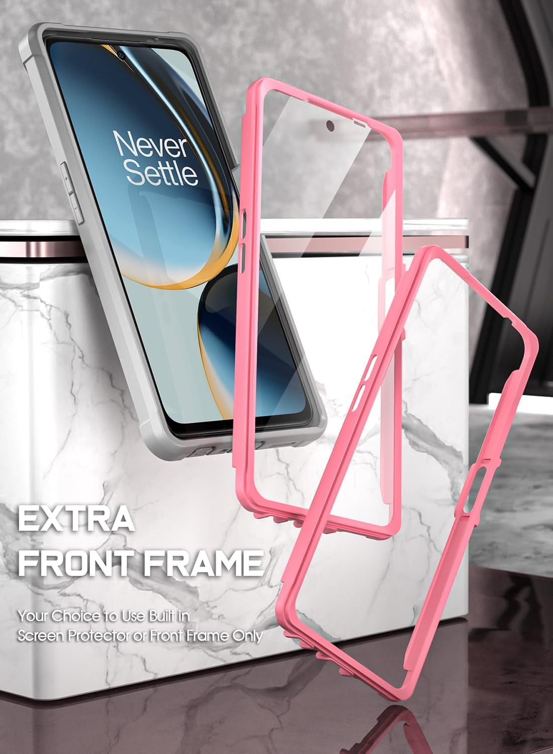 Poetic Guardian Case Designed for Oneplus Nord N30 5G, [20FT Mil-Grade Drop Tested], Full Body Hybrid Shockproof Bumper Cover with Built-In Screen Protector, Pink/Clear  Poetic   